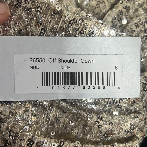 Ieena for Mac Duggal ONE-SHOULDER RUCHED SEQUINED GOWN in Nude - Picture 10 of 12